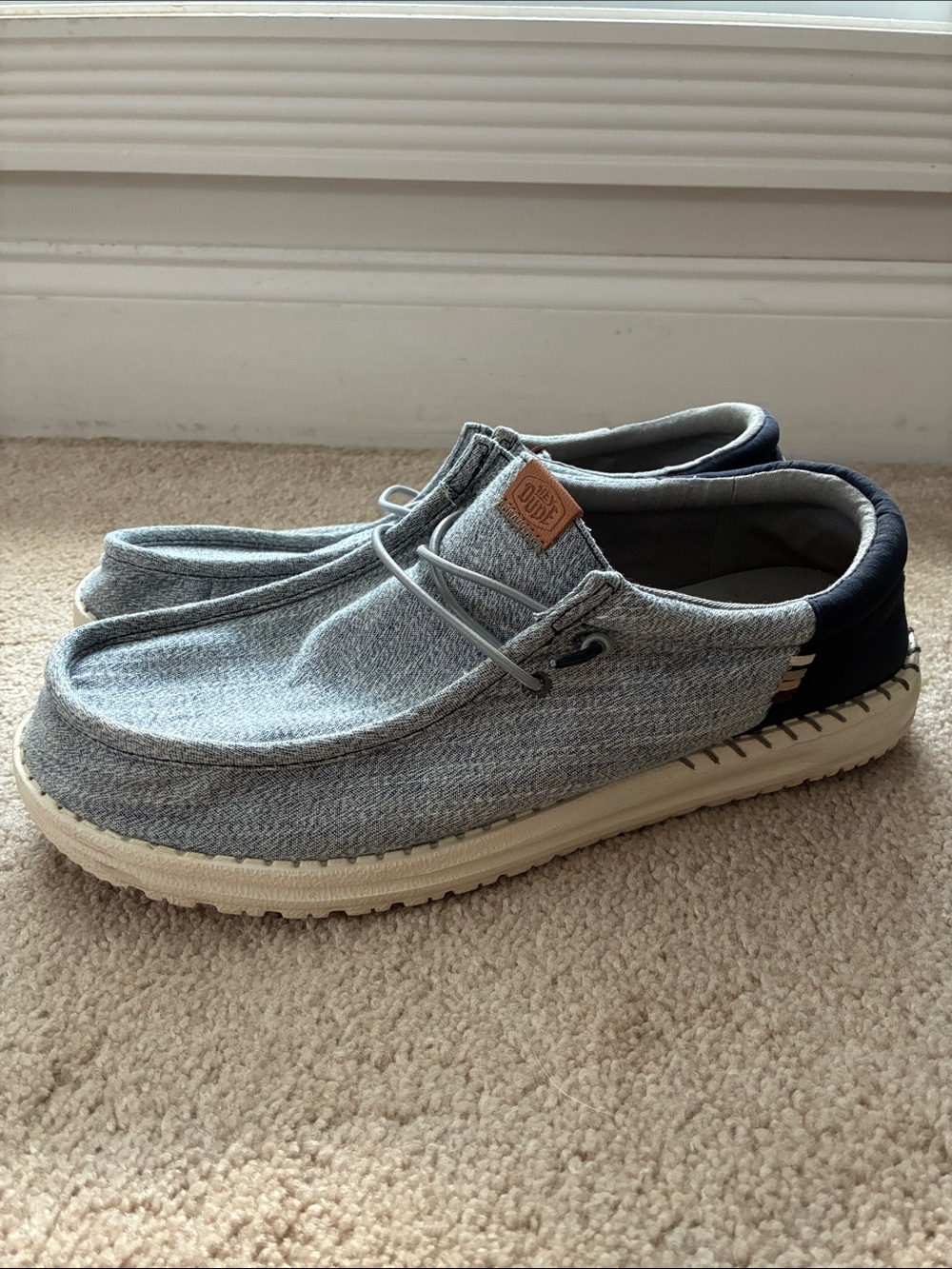 Hey Dude Wally Light Blue & Navy Slip-On Shoes